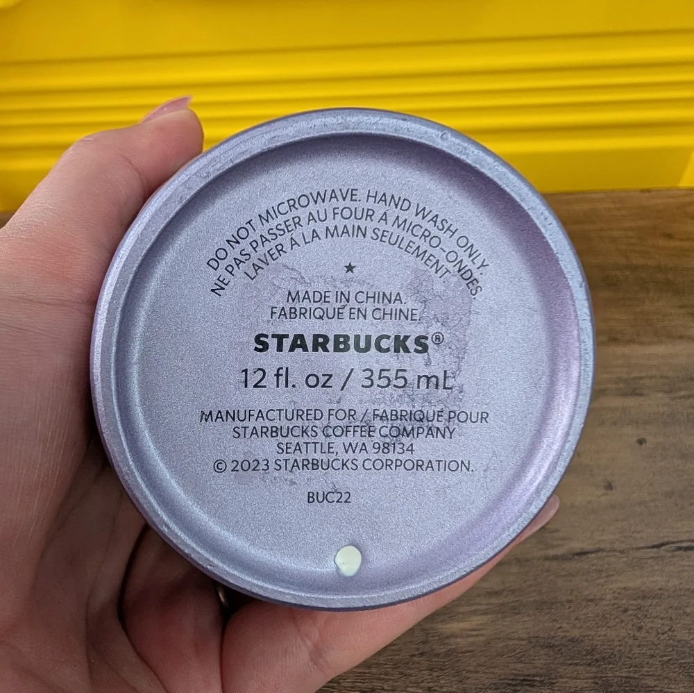 Starbucks Metallic Lilac Subzero Ceramic 12oz Insulated Tumbler w/ Blue Lid